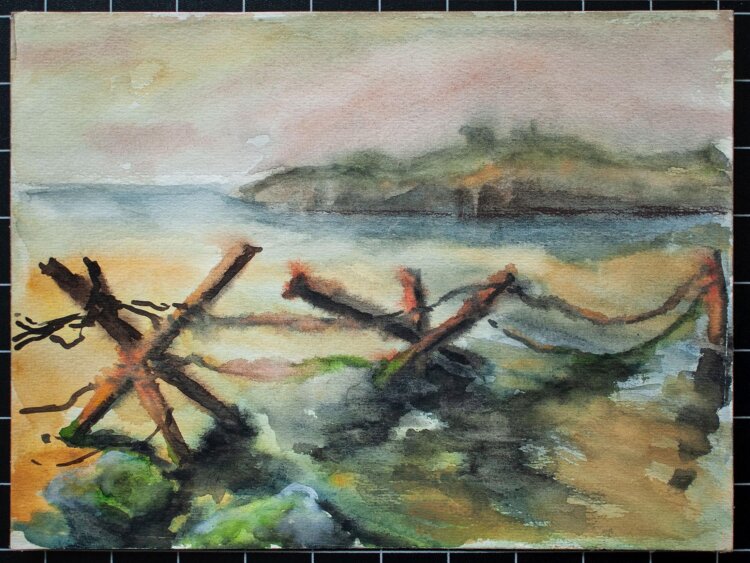 Unbekannter Künstler - Küstenlandschaft - Aquarell - o. J.