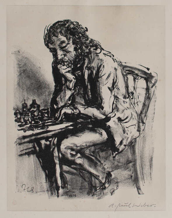 Andreas Paul Weber - Schachspieler IV - 1976 - Lithografie