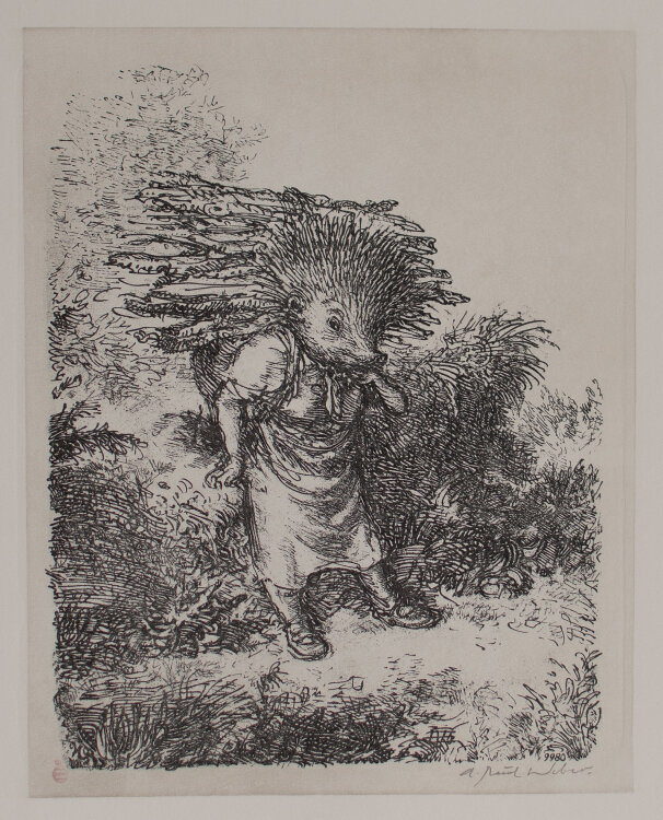 Andreas Paul Weber - Holzsammlerin - 1980 - Lithografie