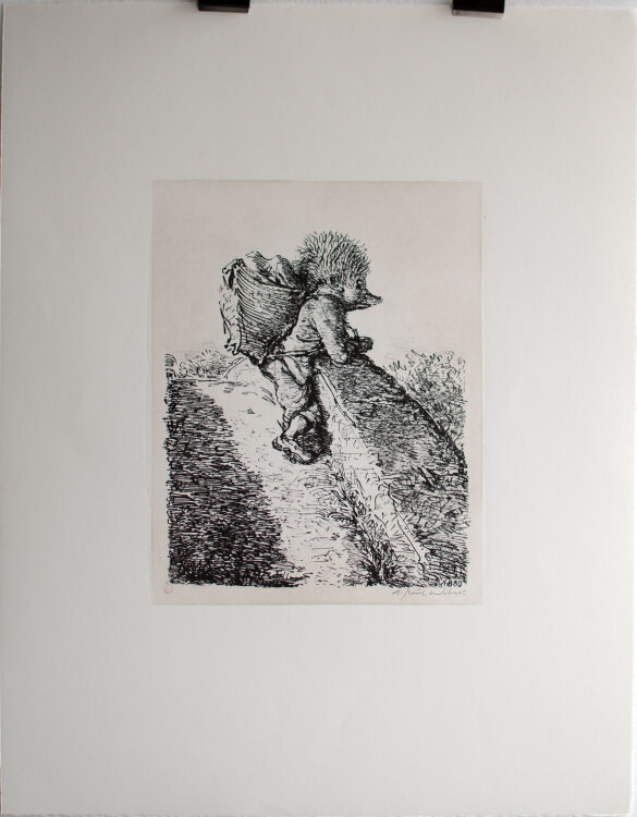 A. Paul Weber - Auf der Brücke, Igelhausen - 1980 - Lithografie