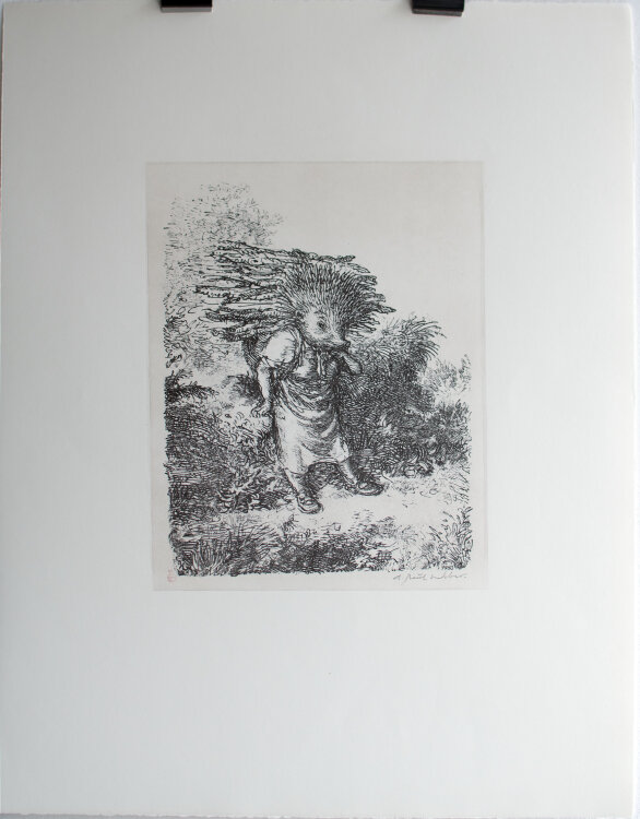 A. Paul Weber - Holzsammlerin, Igelhausen - 1980 - Lithografie