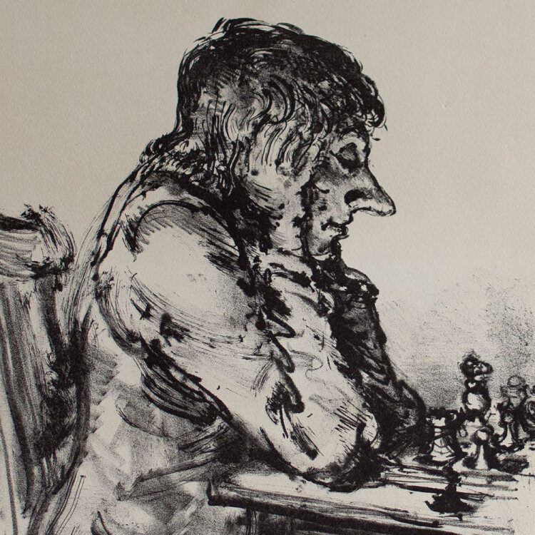 A. Paul Weber - Schachspieler I - 1976 - Lithografie