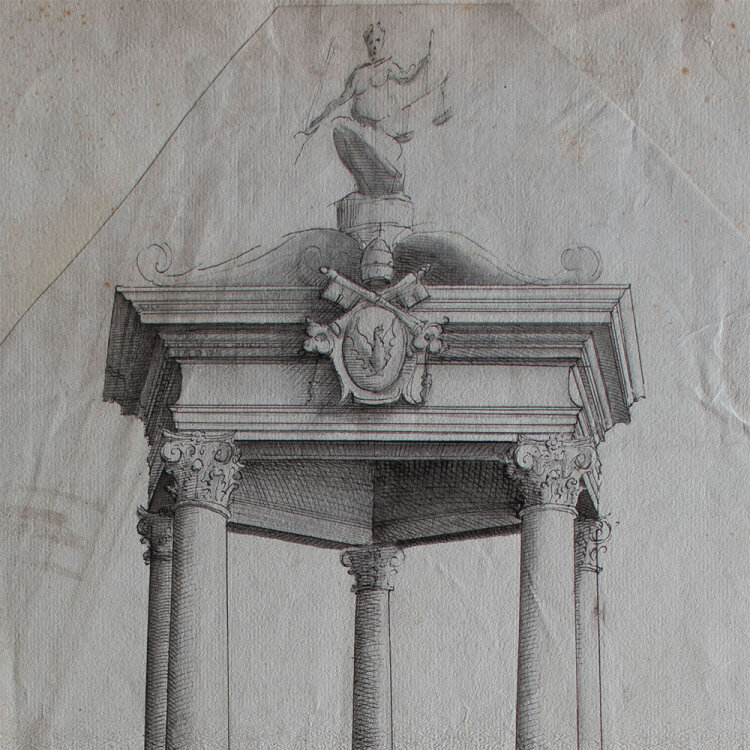 Unbekannt - Entwurf für eine Altararchitektur für Papst Gregor XIII - o.J. - Lavierte Tusche