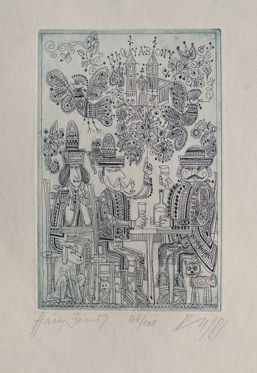 János Kass - Illustration - 1981 - Farbradierung