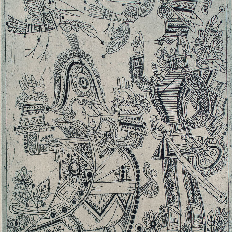 János Kass - Illustration - 1981 - Farbradierung