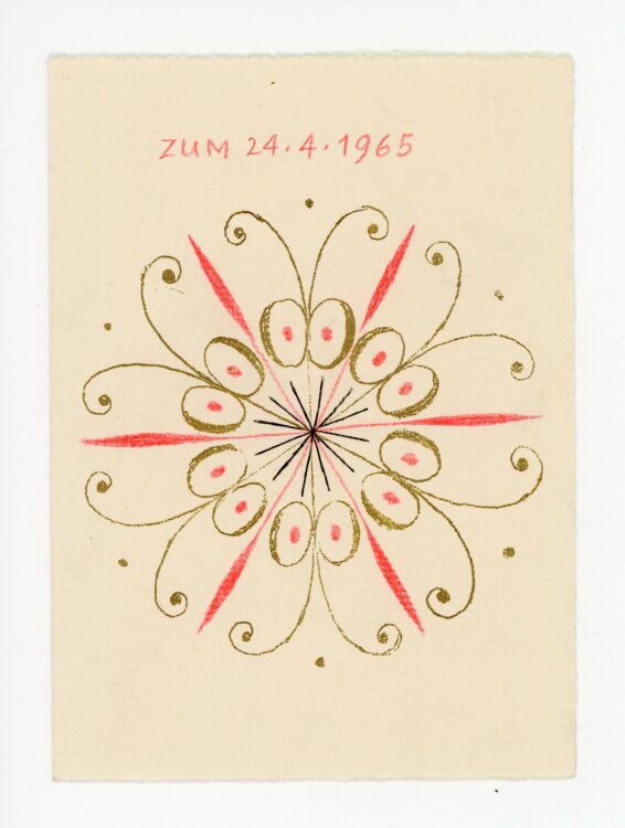 Uli Huber - Geburtstagskarte mit Mandala - 1965 -...