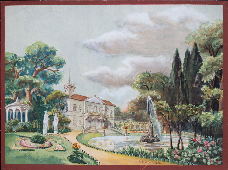 F. W. Erbe - Schloß mit Park - 1900 - Aquarell