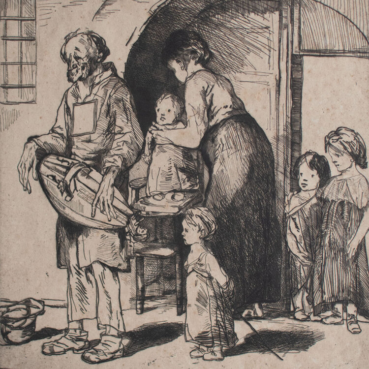 Bernard Naudin - Le Grand Mendiant à la Vielle (Eau-forte) - Der große Bettler in der Vielle - o.J. - Radierung
