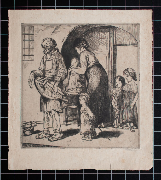 Bernard Naudin - Le Grand Mendiant à la Vielle (Eau-forte) - Der große Bettler in der Vielle - o.J. - Radierung