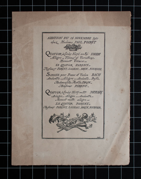 Bernard Naudin - Konzert - Programm Konzert Paul und Denise Poiret 18. November 1910 - 1910 - Lichtdruck