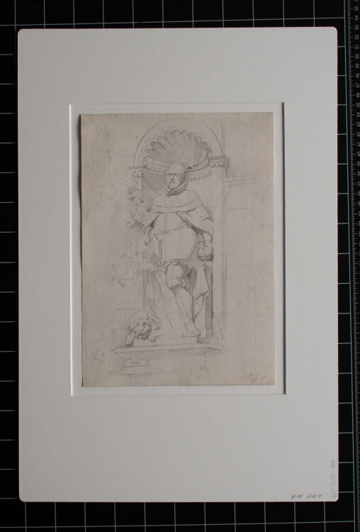 Johann Jakob Hoff - Skulptur eines Königs - 1868 - Bleistiftzeichnung