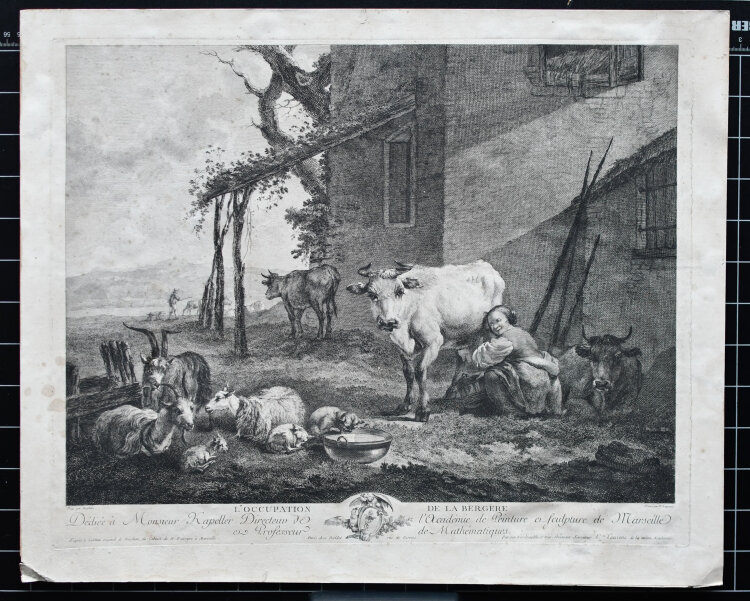 Pierre Francois Laurent nach Nicolaes Berchem - LOccupation de la Bergère - ca. 1773 - Stahlstisch