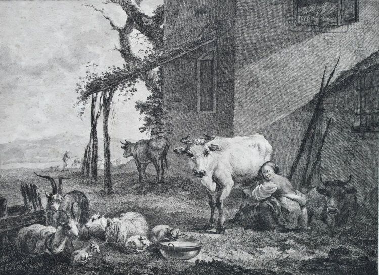 Pierre Francois Laurent nach Nicolaes Berchem - LOccupation de la Bergère - ca. 1773 - Stahlstisch