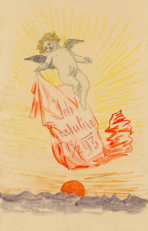 unbekannt - Grußkarte mit Engel - 1893 - Mischtechnik
