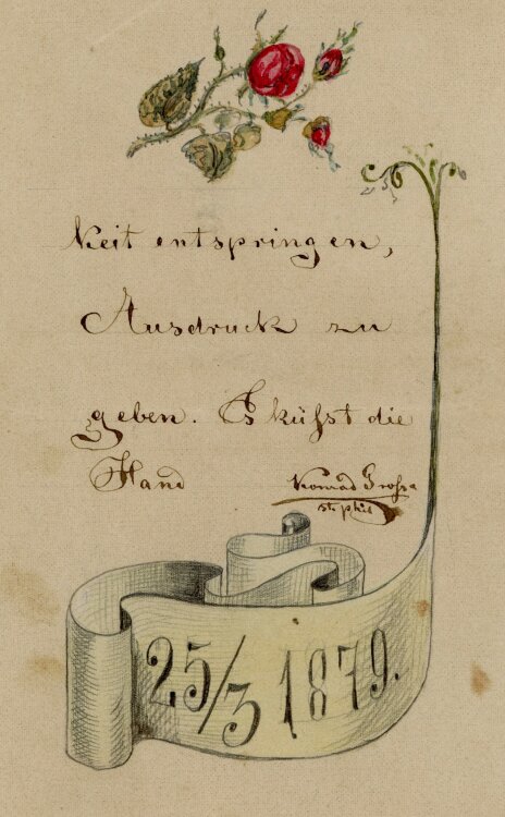 unbekannt - Grußkarte Geburtstag mit Engel - 1879 -...