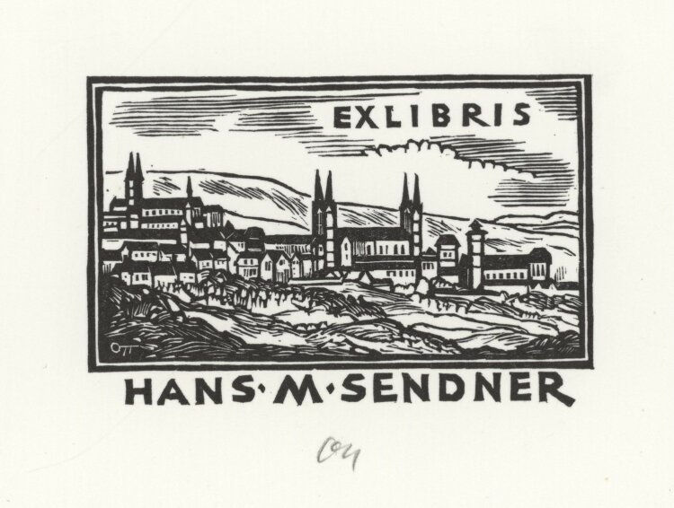 Herbert Ott - Ex Libris Hans M. Sendner - o.J. - Holzschnitt