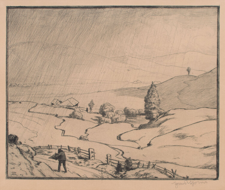 Hans Thoma - Beginnender Regen - 1902 - Radierung