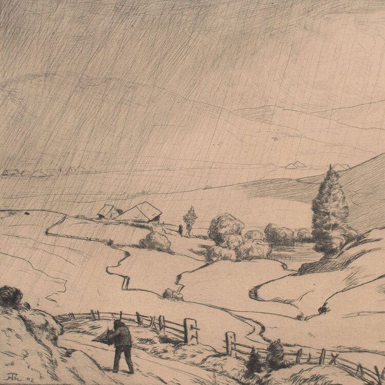 Hans Thoma - Beginnender Regen - 1902 - Radierung