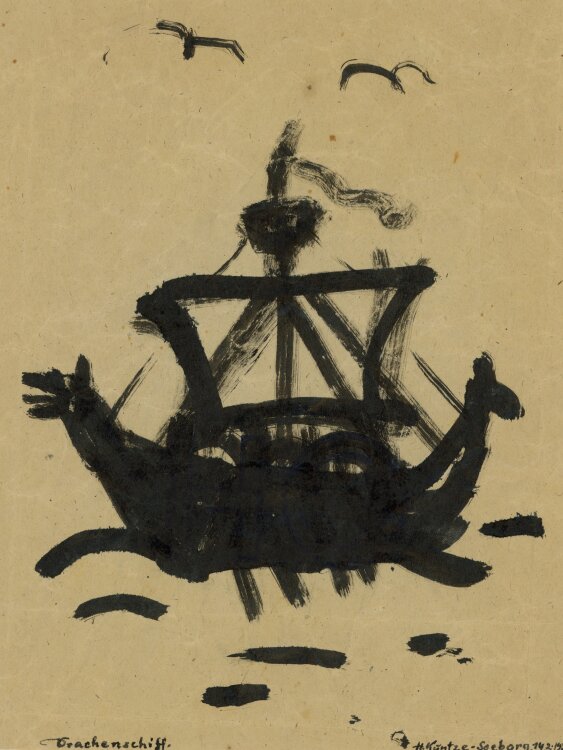 H. Küntze - Drachenschiff - 1952 - Gouache
