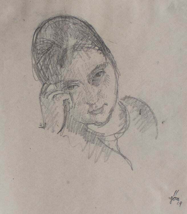Hans Gött - Mädchenkopf - 1919 - Bleistift