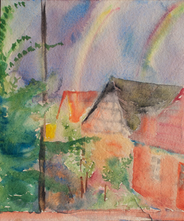 Maria von Eichel - Häuser mit Regenbogen - o.J. - Aquarell