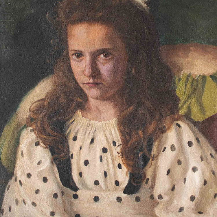 unbekannt - Mädchenporträt - o.J. - Öl auf...