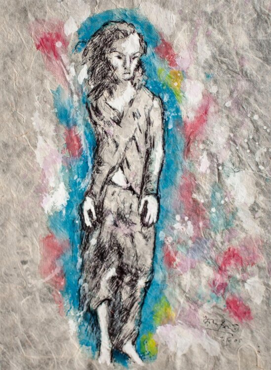 Viola Ehrenfried - Weibliches Porträt - Gouache - 2003