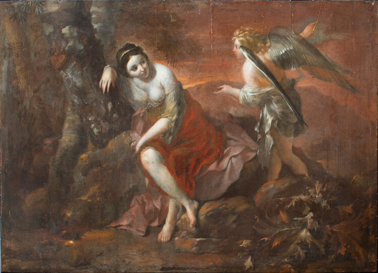 italoflämischer Künstler - Der Engel erscheint Hagar und Ismael in der Wüste - o.J. - Öl auf Holz