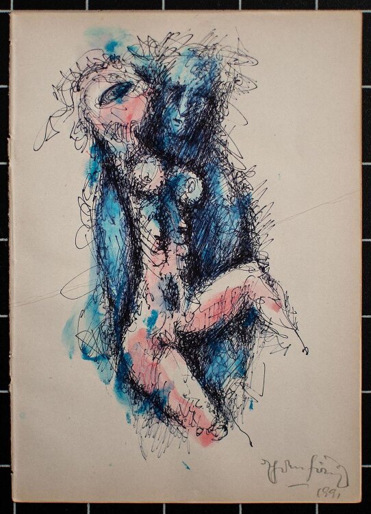 Viola Ehrenfried - Akt - kolorierte Zeichnung - 1991