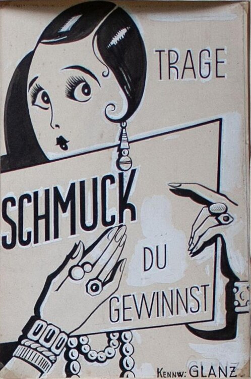 Tina Bauer-Pezellen - Schmuck-Reklame - o.J. - Tusche