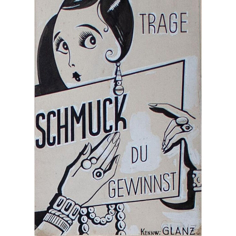Tina Bauer-Pezellen - Schmuck-Reklame - o.J. - Tusche