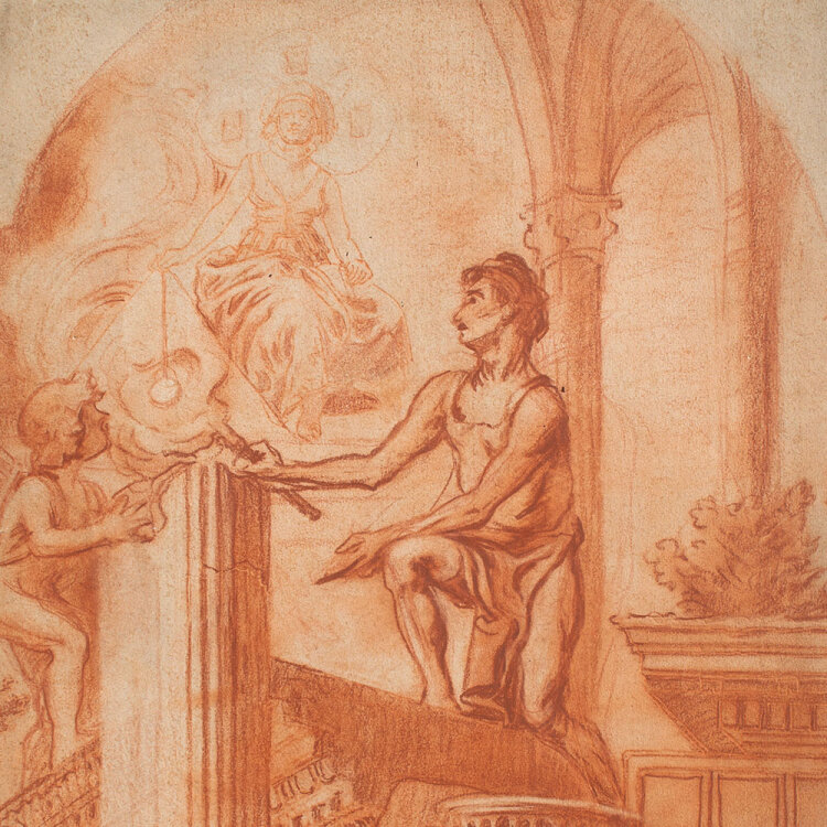 Józef Teofil Smolinski - Studie einer Allegorie - 1915 - Rötel und blindgedrückte Umrisszeichnung