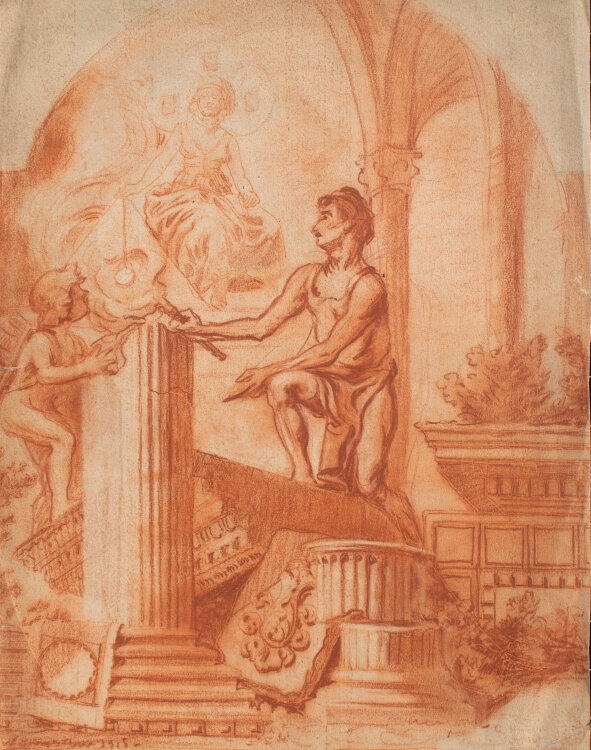 Józef Teofil Smolinski - Studie einer Allegorie - 1915 - Rötel und blindgedrückte Umrisszeichnung