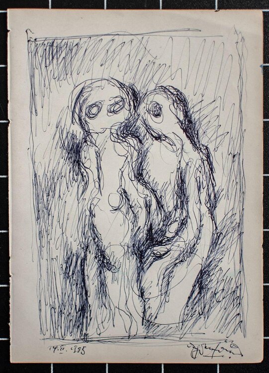 Viola Ehrenfried - Zwei Figuren - Kugelschreiberzeichnung - 1995
