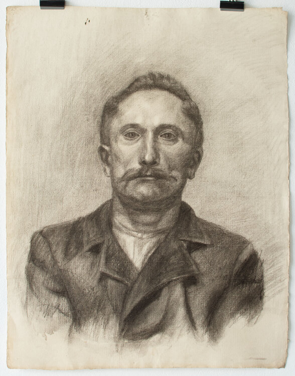 Zofia Mierzejewska - Portait eines Herren - o.J. - Kohlestift auf geripptem Bütten mit Wasserzeichen PL BAS