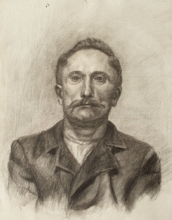 Zofia Mierzejewska - Portait eines Herren - o.J. - Kohlestift auf geripptem Bütten mit Wasserzeichen PL BAS