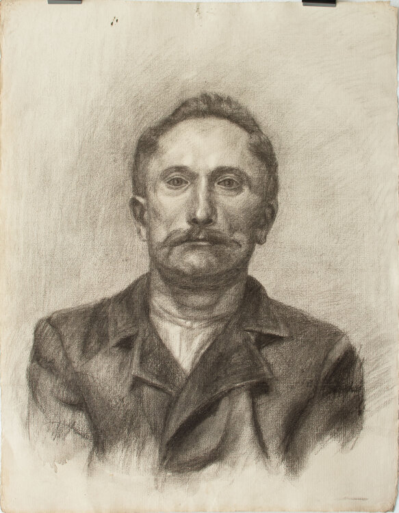 Zofia Mierzejewska - Portait eines Herren - o.J. - Kohlestift auf geripptem Bütten mit Wasserzeichen PL BAS