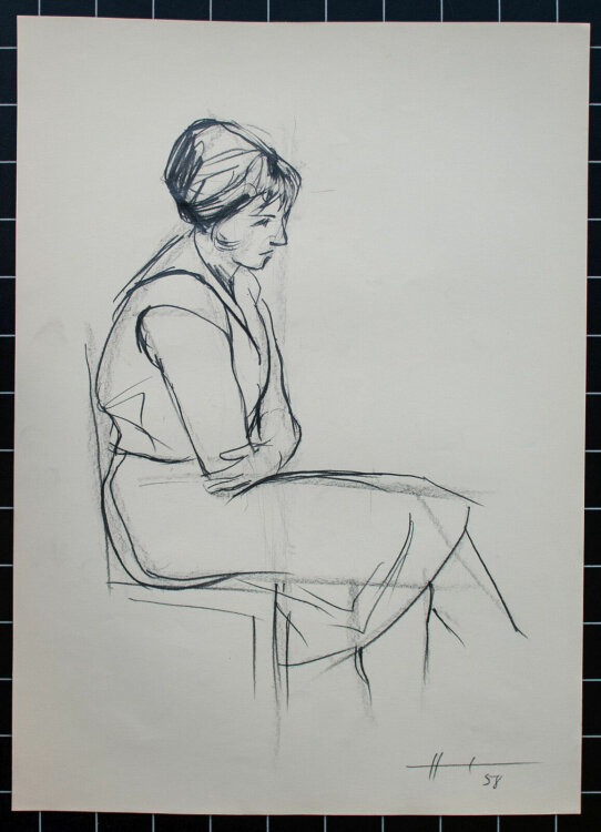 O. Hartmann - Sitzende Frau - 1958 - Zeichnung