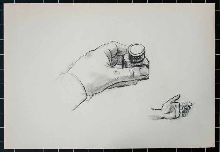 O. Hartmann - Hand mit Tintenfass - o.J. - Zeichnung