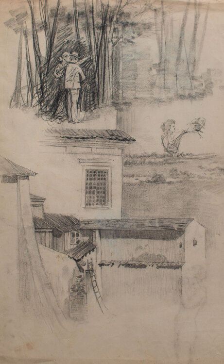Józef Teofil Smolinski - Figurenstudie - o.J. - Kohle, Tusche