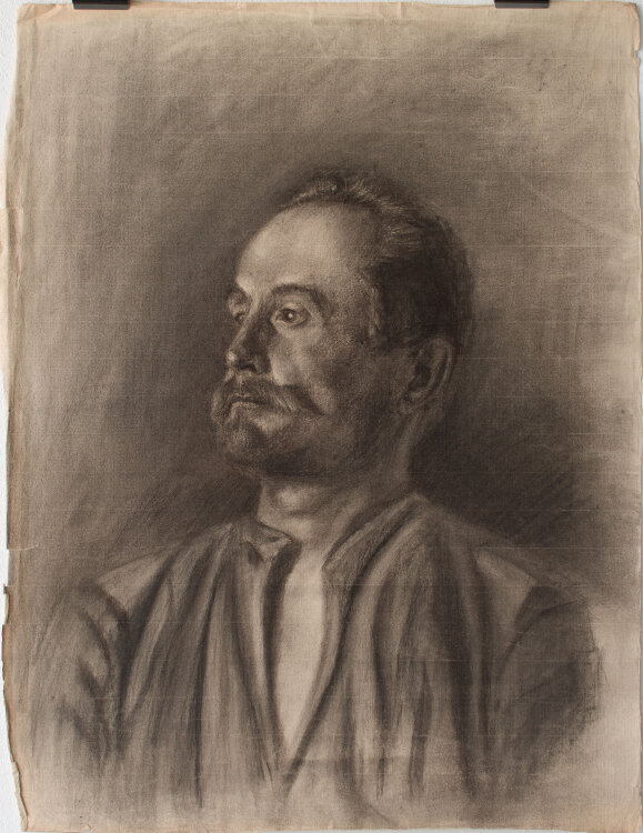 Zofia Mierzejewska - Portrait eines Mannes mit Schur- und Kinnbart - o.J. - Kohlestift auf geripptem Bütten mit Wasserzeichen PL BAS
