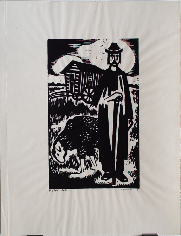 Paul Schultz-Liebisch - Schäfer - 1957 - Linolschnitt