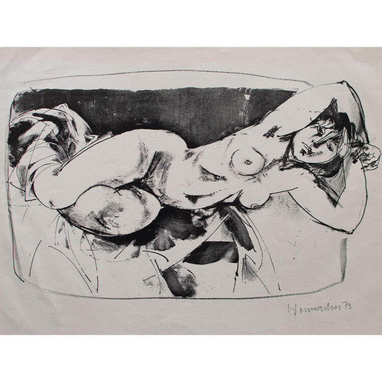 Walter Womacka - Weiblicher Akt - 1973 - Lithografie