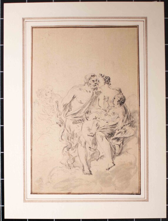 Bernhard Rode - Asklepios, Hygieia und Amor - o.J. - lavierte Kohlezeichnung