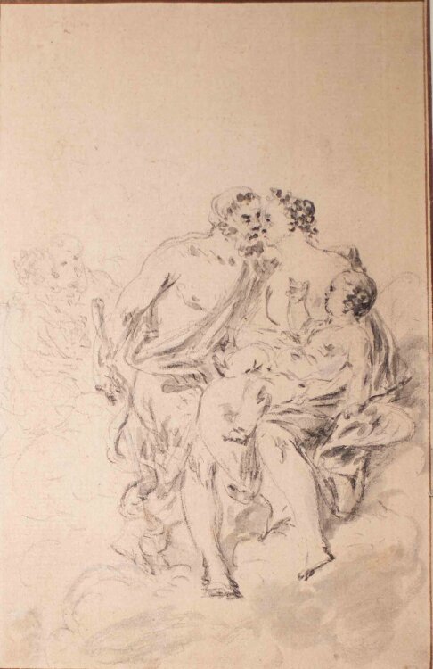 Bernhard Rode - Asklepios, Hygieia und Amor - o.J. - lavierte Kohlezeichnung