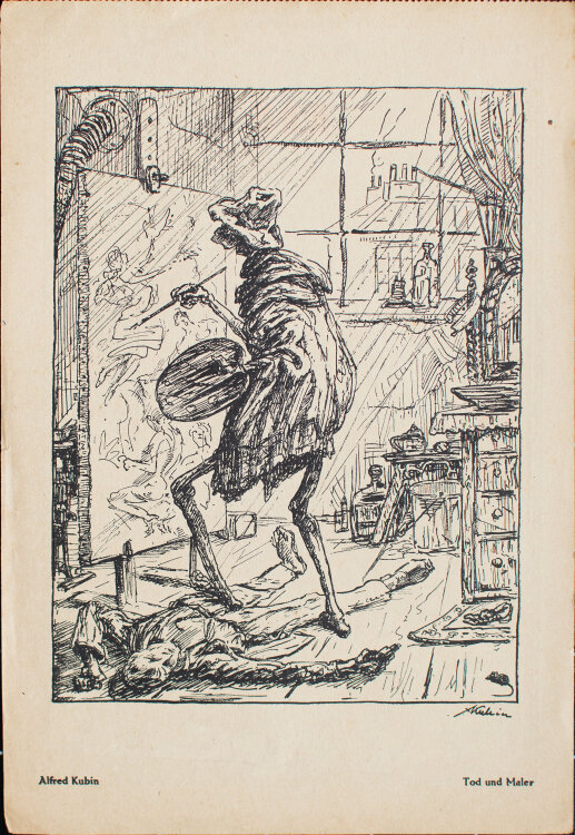 Alfred Kubin - Tod und Maler - o.J. - Lithografie