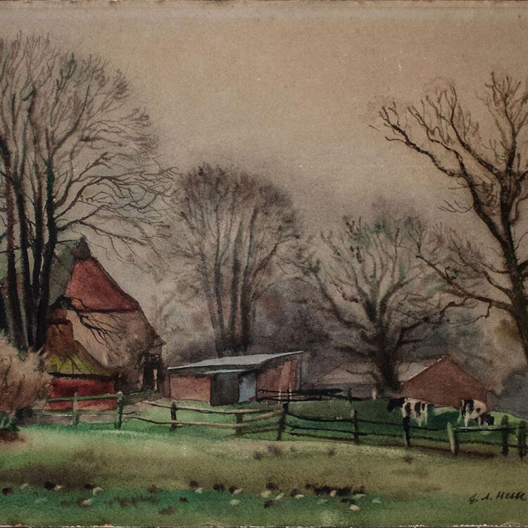 Alfred Hesse - Herbstabend im Dorf - o.J. - Aquarell