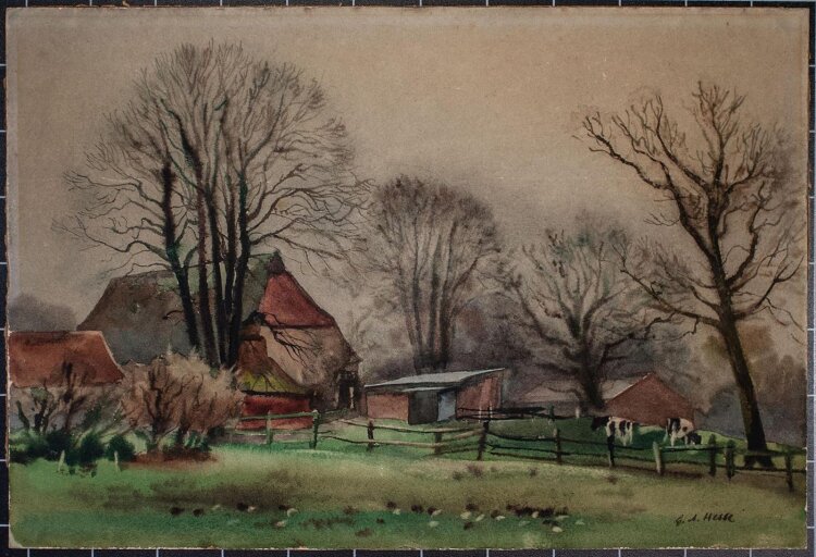 Alfred Hesse - Herbstabend im Dorf - o.J. - Aquarell