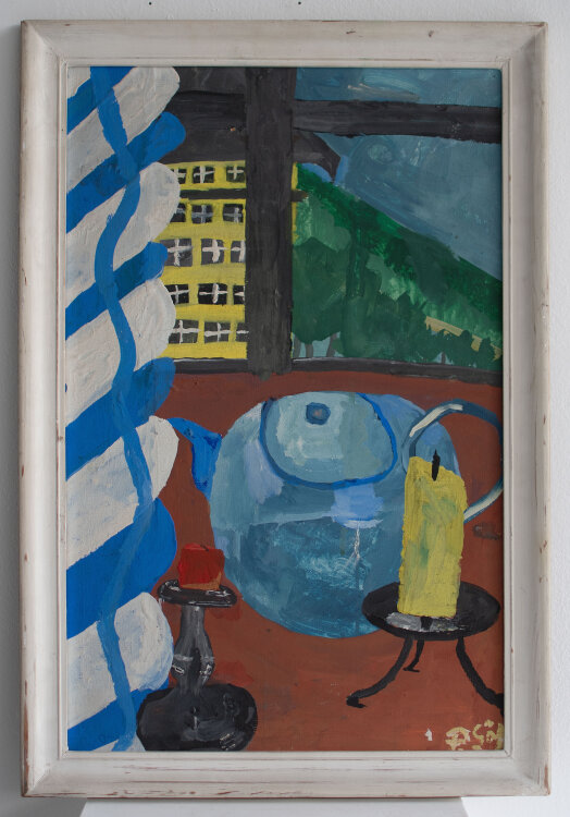 Peter Gött - Stillleben mit blauer Kanne - o.J. - Tempera auf Holz