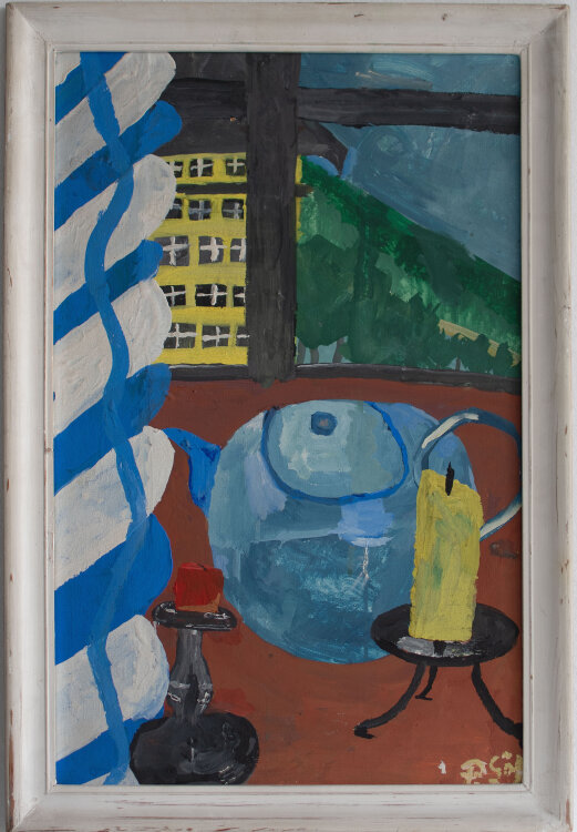 Peter Gött - Stillleben mit blauer Kanne - o.J. - Tempera auf Holz